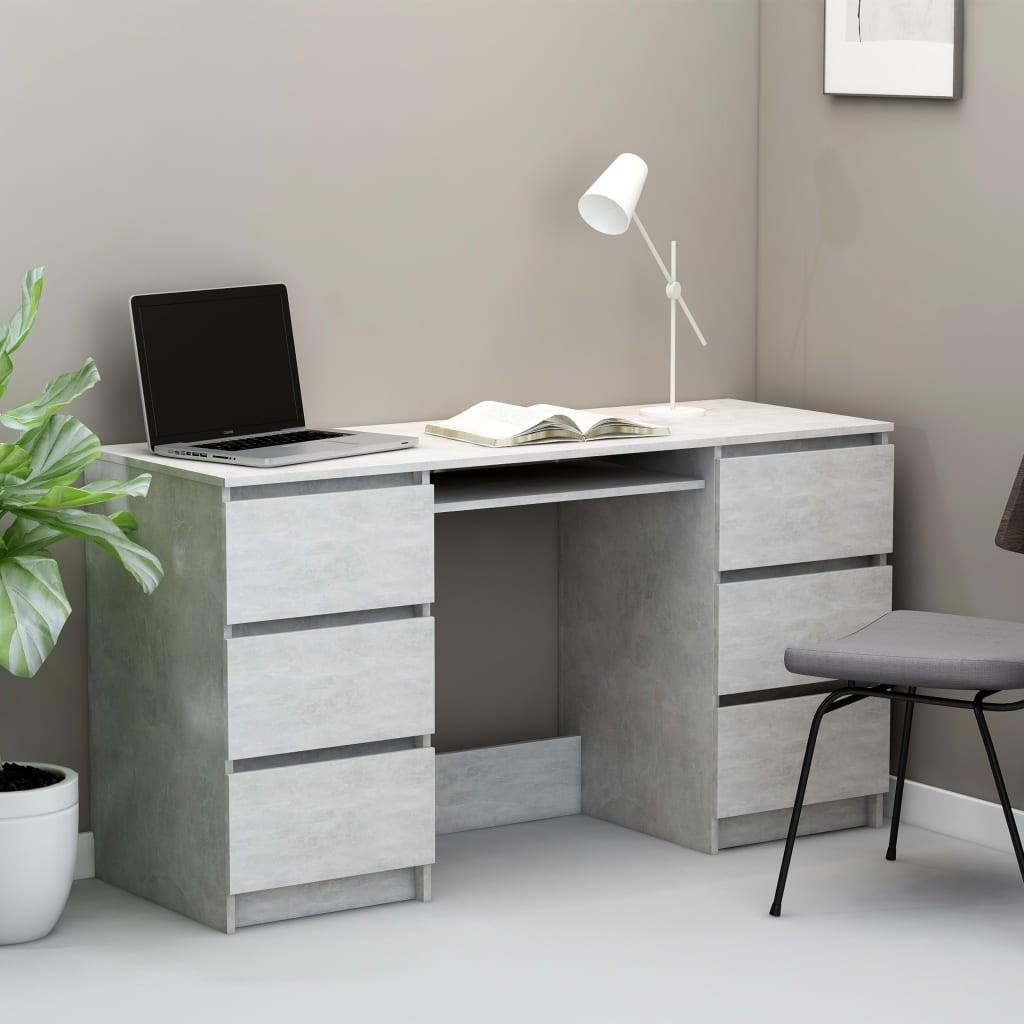 Skrivebord 140x50x77 cm konstrueret træ betongrå