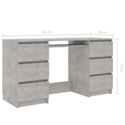 Skrivebord 140x50x77 cm konstrueret træ betongrå