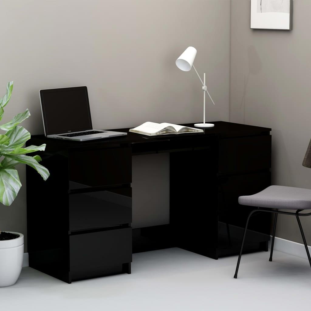 Skrivebord 140x50x77 cm konstrueret træ sort højglans