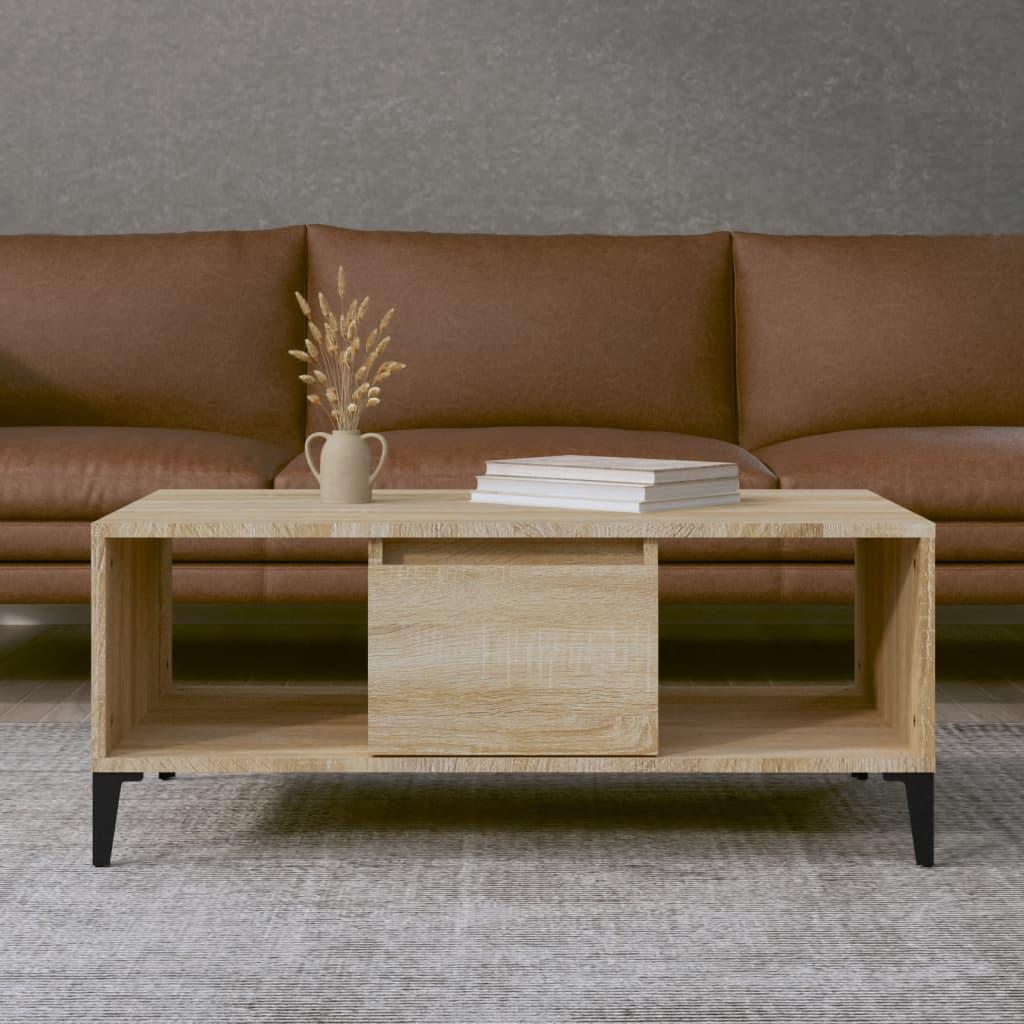 Sofabord 90x50x36,5 cm konstrueret træ sonoma-eg