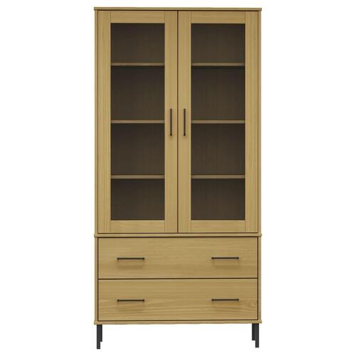 Bogskab med metalben OSLO 85x35x172,5 cm massivt træ brun