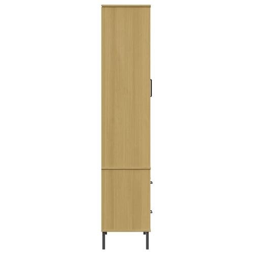Bogskab med metalben OSLO 85x35x172,5 cm massivt træ brun