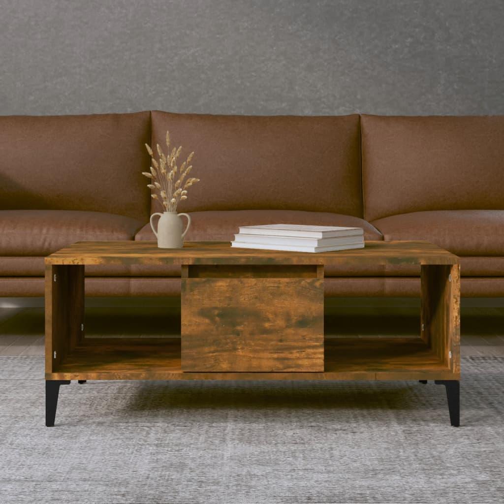 Sofabord 90x50x36,5 cm konstrueret træ røget egetræsfarve