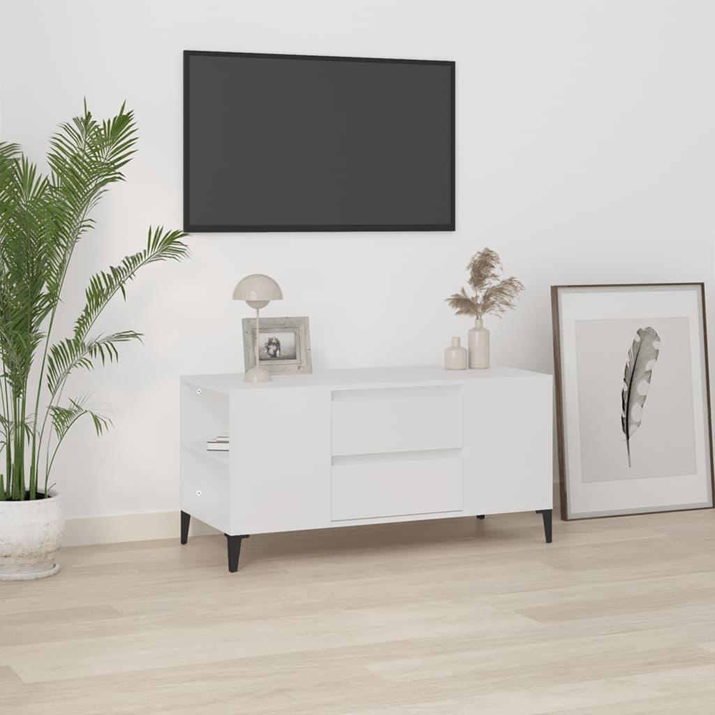 Tv-bord 102x44,5x50 cm konstrueret træ hvid billede
