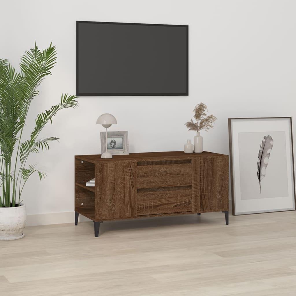 Tv-bord 102x44,5x50 cm konstrueret træ brun egetræsfarve billede