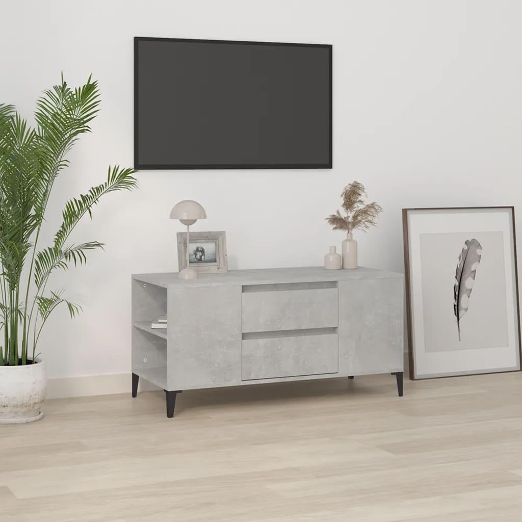 Tv-bord 102x44,5x50 cm konstrueret træ betongrå billede