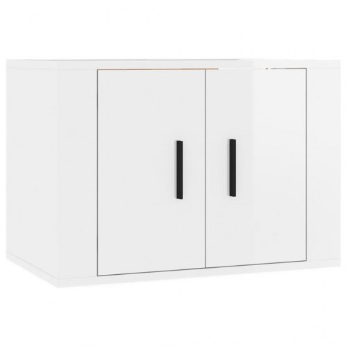 Væghængt tv-skab 57x34,5x40 cm hvid højglans