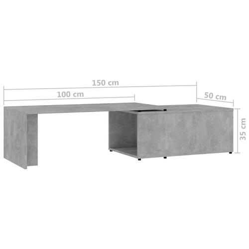 Sofabord 150x50x35 cm konstrueret træ betongrå