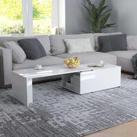 Sofabord 150x50x35 cm konstrueret træ hvid højglans