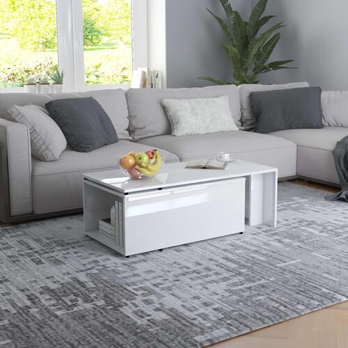 Sofabord 150x50x35 cm konstrueret træ hvid højglans