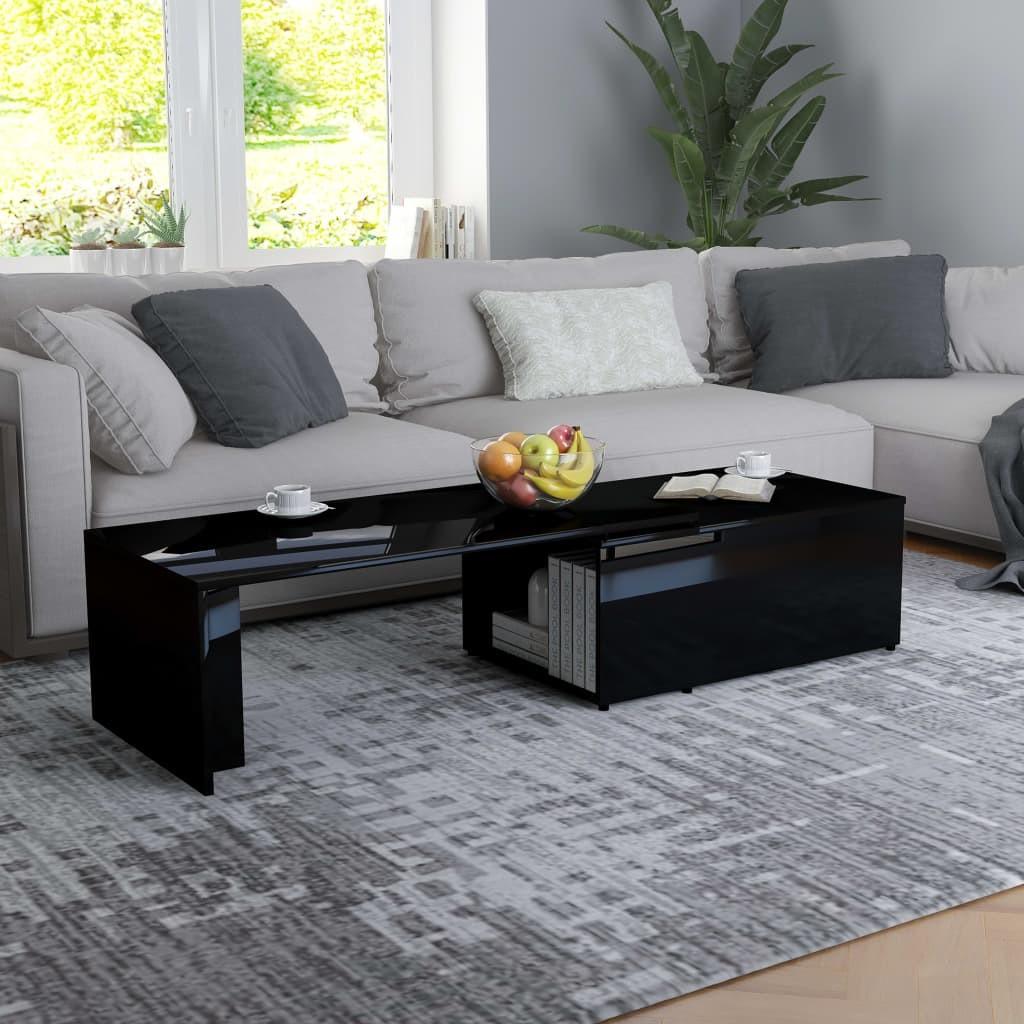 Sofabord 150x50x35 cm konstrueret træ sort højglans
