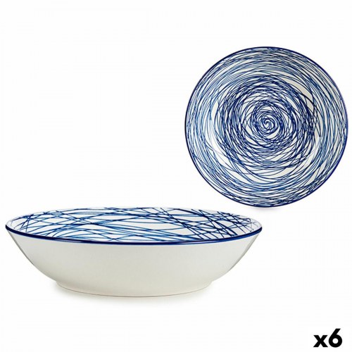 Vessia dyb tallerken - blå/hvid porcelæn, Ø 20 cm (6 stk.)