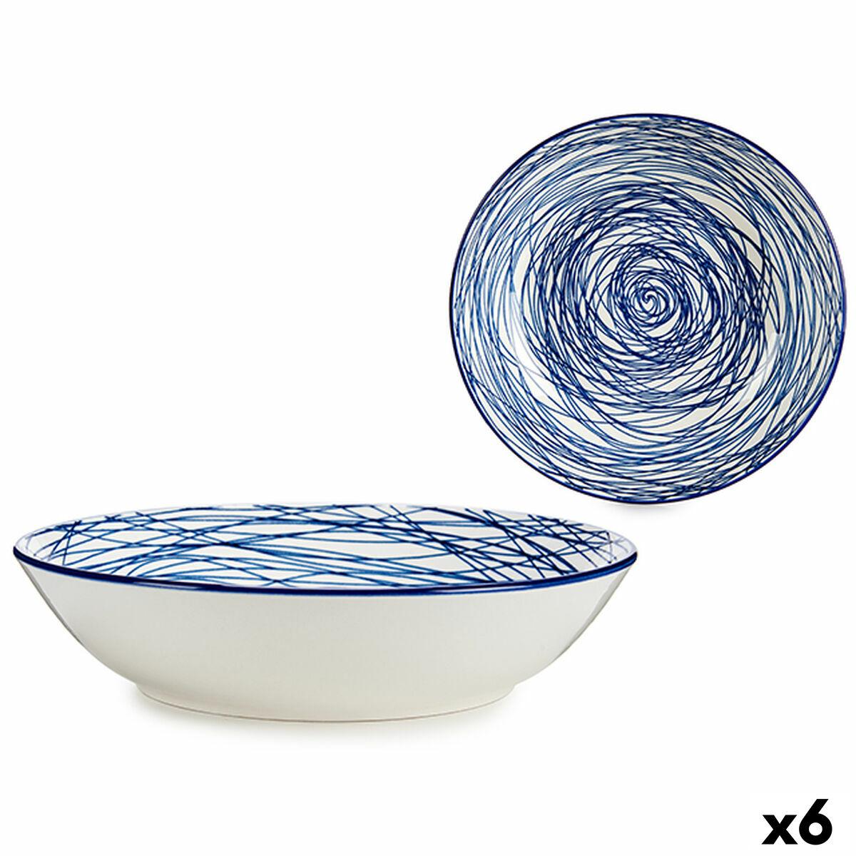 Vessia dyb tallerken - blå/hvid porcelæn, Ø 20 cm (6 stk.)