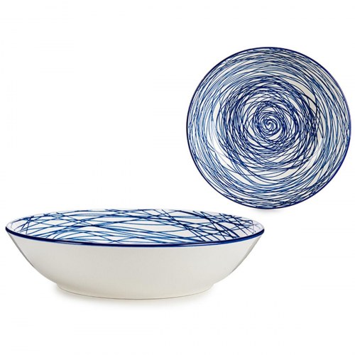 Vessia dyb tallerken - blå/hvid porcelæn, Ø 20 cm (6 stk.)