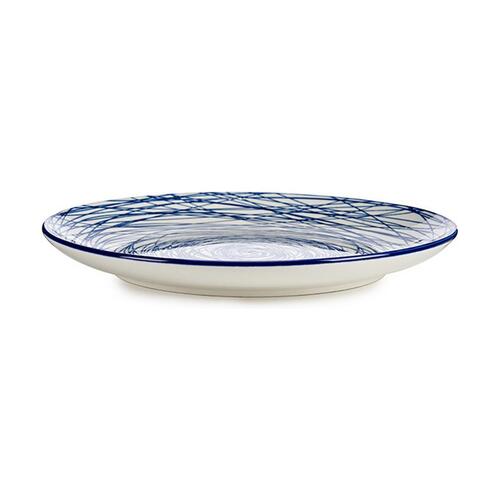 Flad Plade Striber Blå Hvid Porcelæn 24 x 2,8 x 24 cm