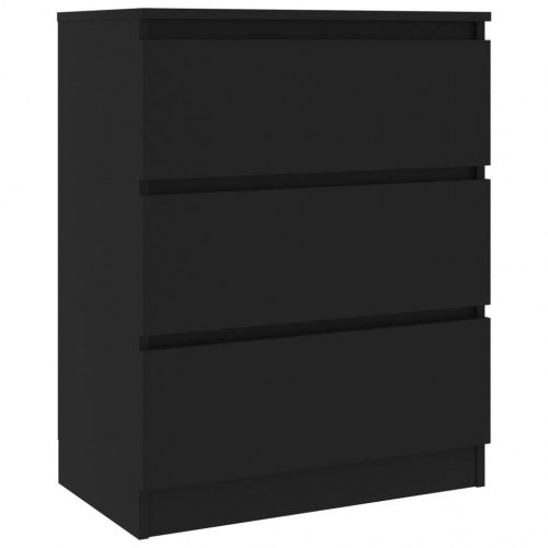 Skænk med 3 skuffer 60×35×76 cm - sort konstrueret træ