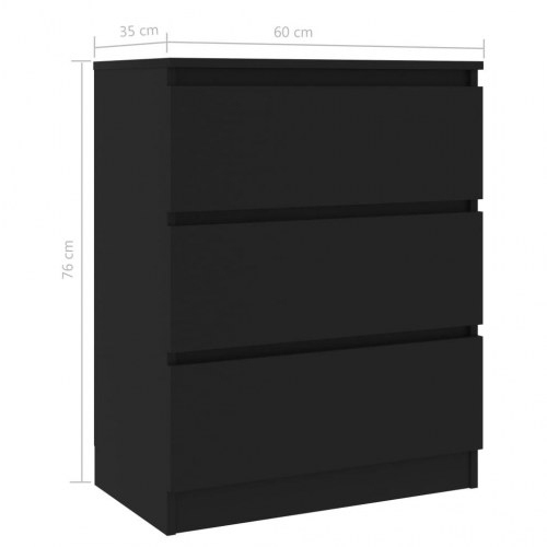 Skænk med 3 skuffer 60×35×76 cm - sort konstrueret træ