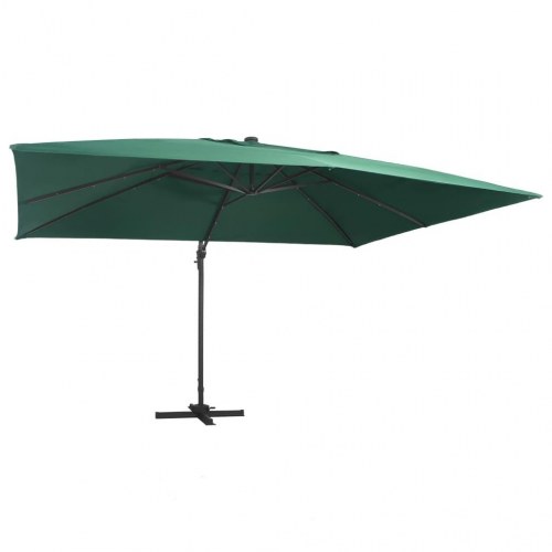 Hængeparasol m. LED-lys 400x300 cm aluminiumsstang grøn
