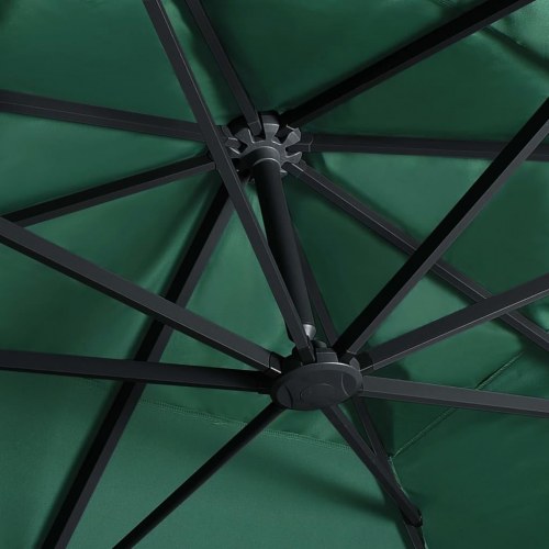 Hængeparasol m. LED-lys 400x300 cm aluminiumsstang grøn