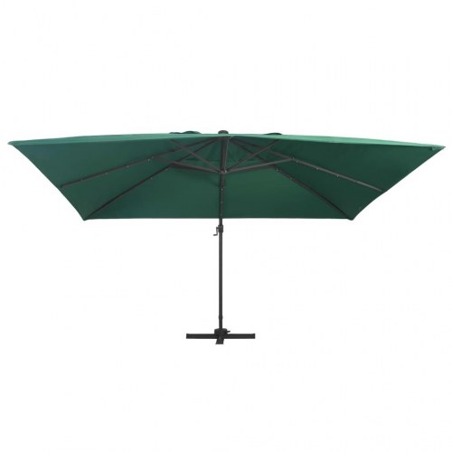 Hængeparasol m. LED-lys 400x300 cm aluminiumsstang grøn