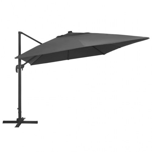 Hængeparasol med LED-lys 400 × 300 cm - aluminiumsstang, antracitgrå