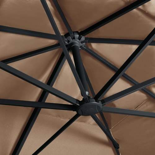 Hængeparasol med LED-lys 400×300 cm - aluminiumsstang, gråbrun