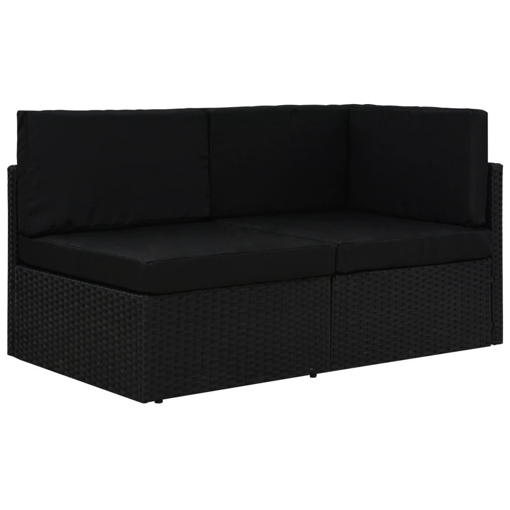 2-personers sofa modulær polyrattan sort