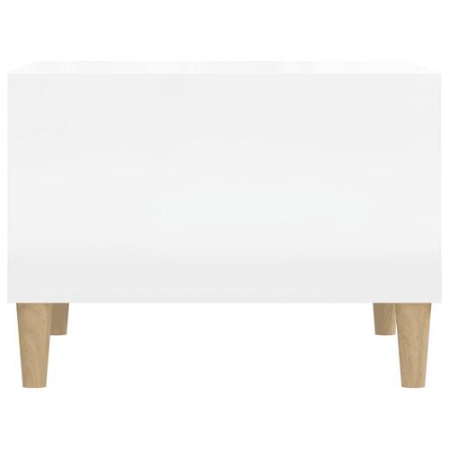Sofabord 60x50x36,5 cm konstrueret træ hvid højglans