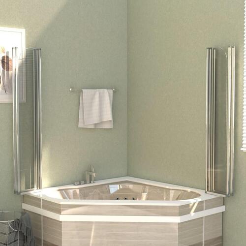Brusevæg til badekar 120x140 cm hærdet glas gennemsigtigt