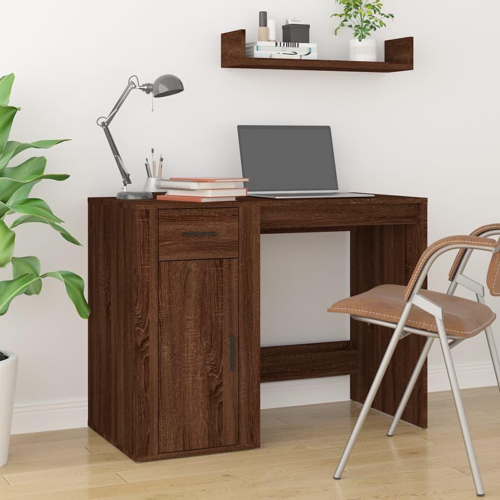 Skrivebord 100x49x75 cm konstrueret træ brun egetræsfarve