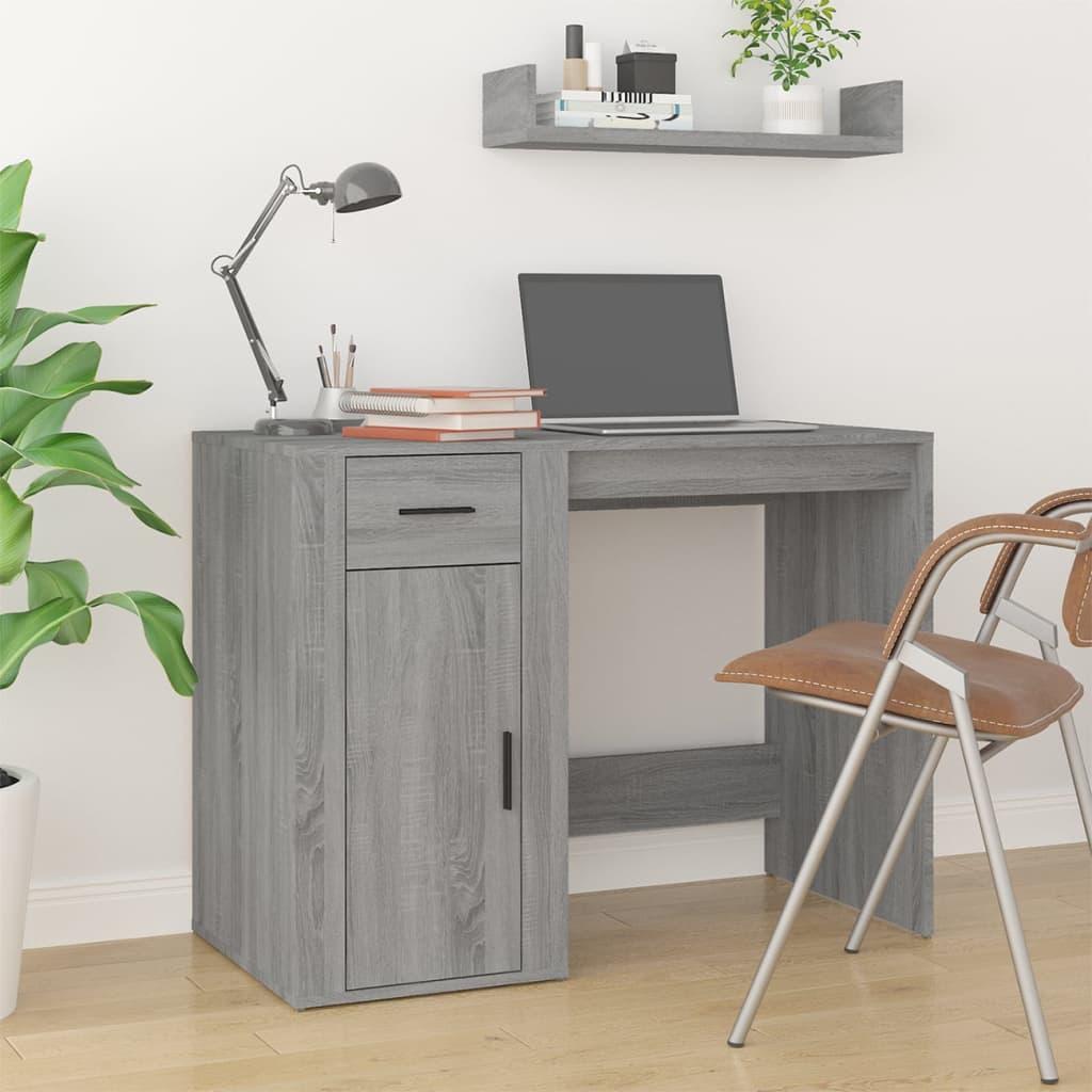 Skrivebord 100x49x75 cm konstrueret træ grå sonoma-eg