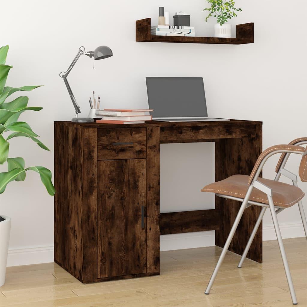 Skrivebord 100x49x75 cm konstrueret træ røget egetræsfarve