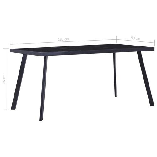 Spisebord 180x90x75 cm hærdet glas sort