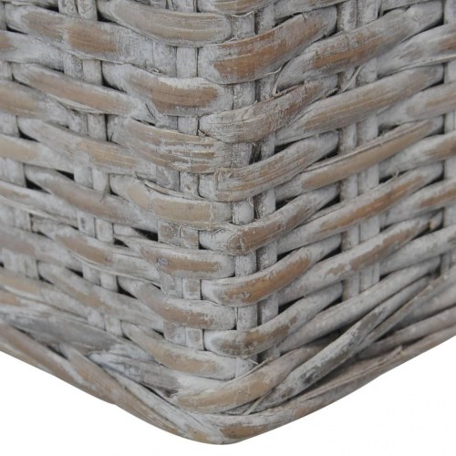 2-personers sofa i naturlig rattan - grå med cremehvide hynder