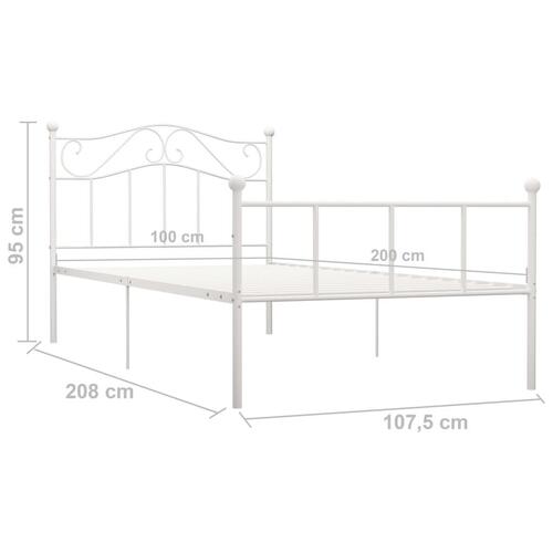 Sengestel 100x200 cm metal hvid