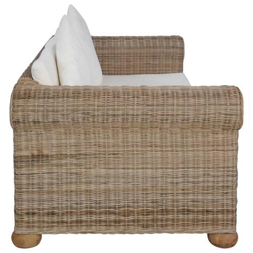 Sofasæt i 2 dele med hynder naturlig rattan