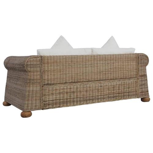 Sofasæt i 2 dele med hynder naturlig rattan