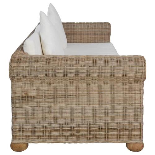Sofasæt i 2 dele med hynder naturlig rattan