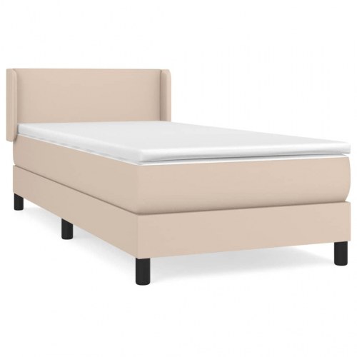 Kontinentalseng 90x200 cm kunstlæder cappuccinofarvet