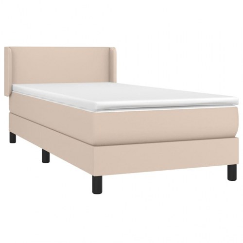 Kontinentalseng 90x200 cm kunstlæder cappuccinofarvet