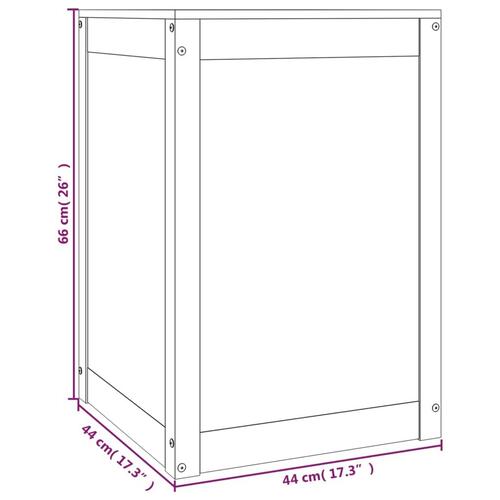 Vasketøjskurv 44x44x66 cm massivt fyrretræ sort