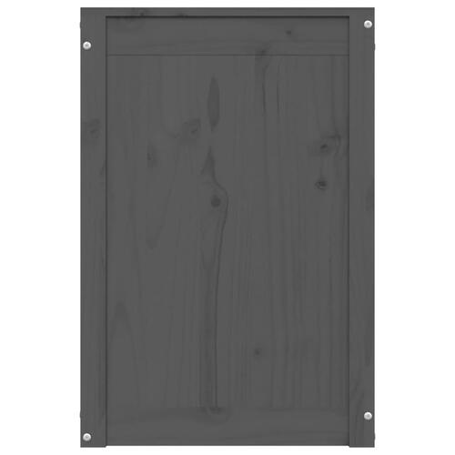Vasketøjskurv 44x44x66 cm massivt fyrretræ grå