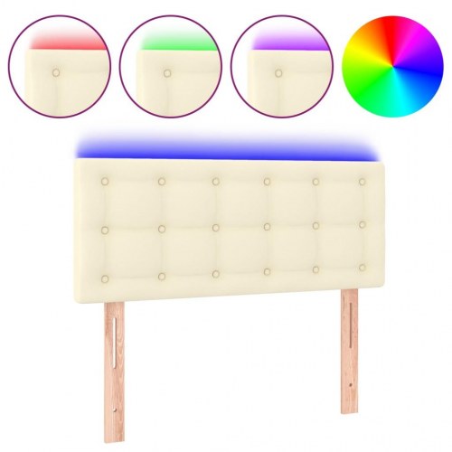 Sengegavl med LED-lys 80x5x78/88 cm - kunstlæder, cremefarvet