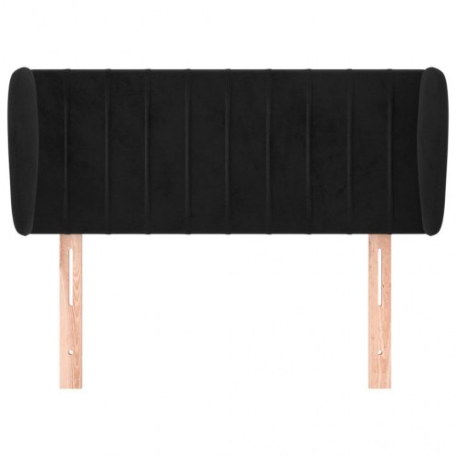 Sengegavl med kanter i fløjl 83 x 23 x 78/88 cm - sort