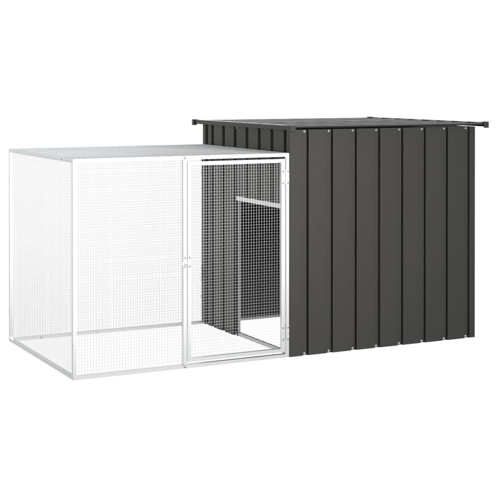 Hønsehus 200x91x100 Cm Galvaniseret Stål Antracitgrå