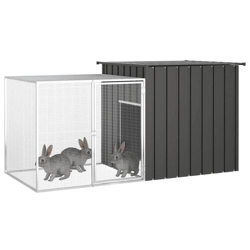 Kaninbur 200x91x100 cm galvaniseret stål antracitgrå
