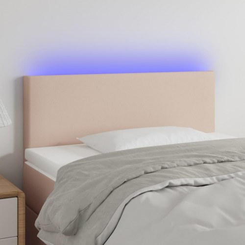 Sengegavl med LED-lys 80 x 5 x 78/88 cm - cappuccinofarvet