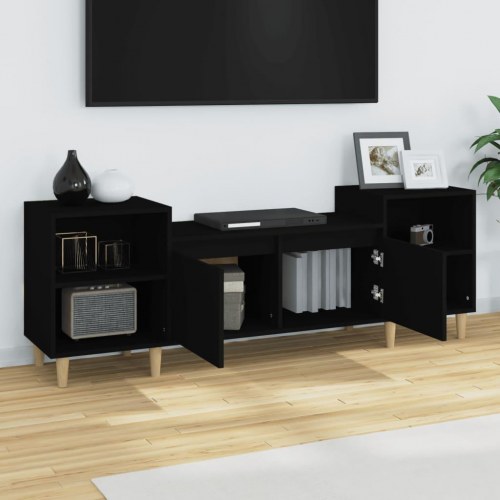 Tv-bord 160x35x55 cm konstrueret træ sort