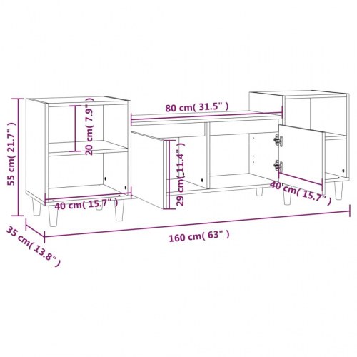 TV-bord 160 x 35 x 55 cm - brun egetræsfarve