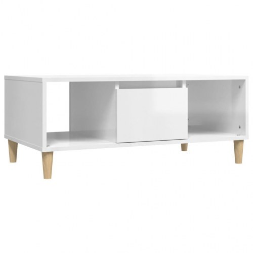 Sofabord 90x50x36,5 cm konstrueret træ hvid højglans